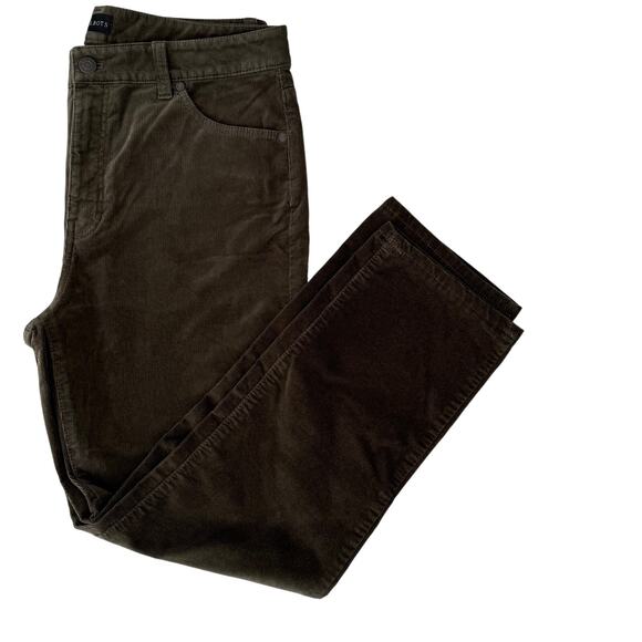 Talbots Dark Green Size 10 Corduroy Straight Leg Pant High Waist Stretch - Picture 1 of 11